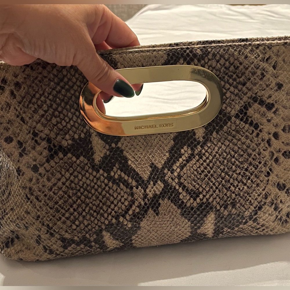 Michael Kors Python Embossed Leather Clutch - Picture 4 of 9